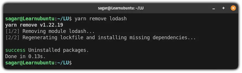 remove yarn package from ubuntu