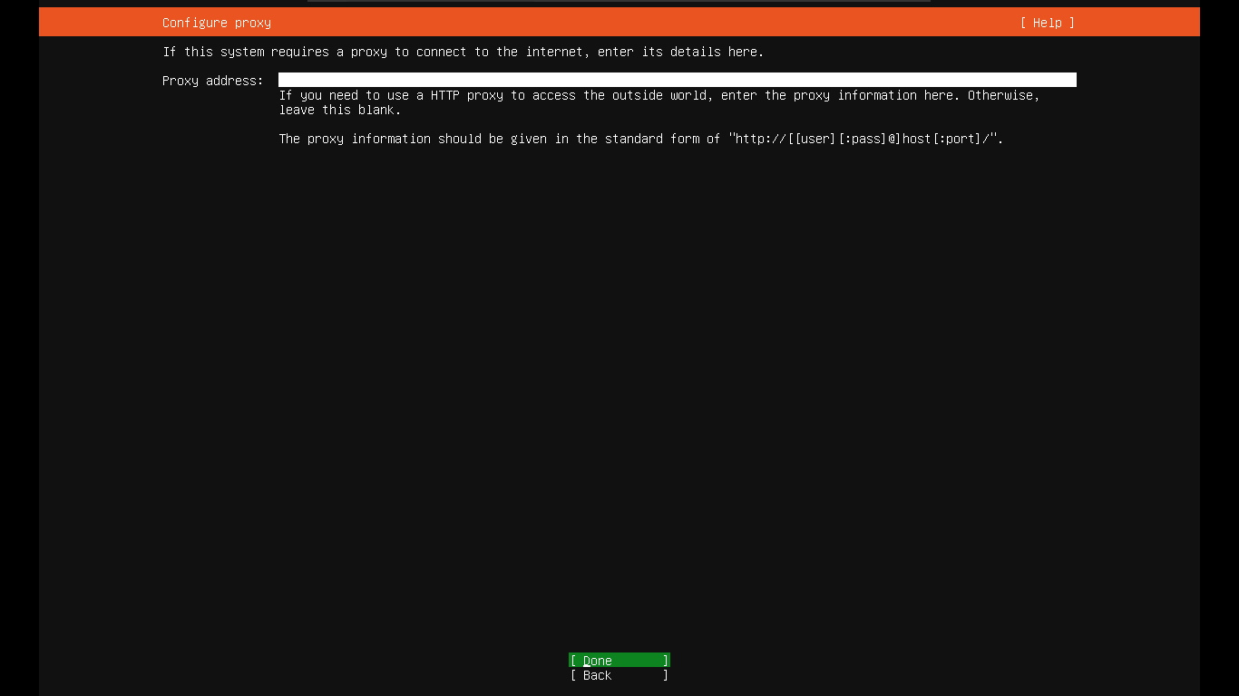 Configure proxy while installing Ubuntu server
