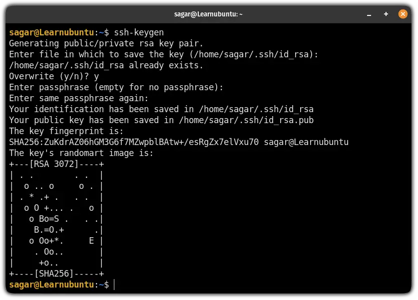 Generate ssh keys in ubuntu