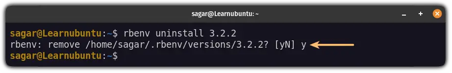 Uninstall ruby from Ubuntu using rbenv
