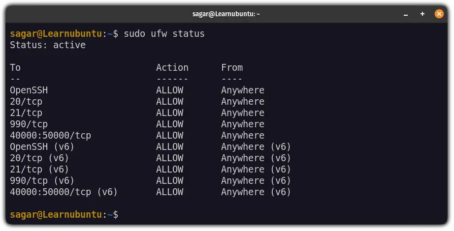 Install and setup FTP server on Ubuntu