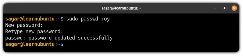 change password of the user in ubuntu