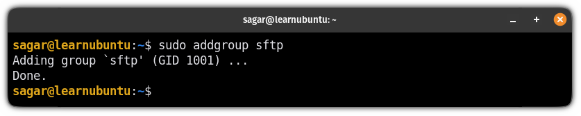 create a nee user group in Ubuntu to setup SFTP