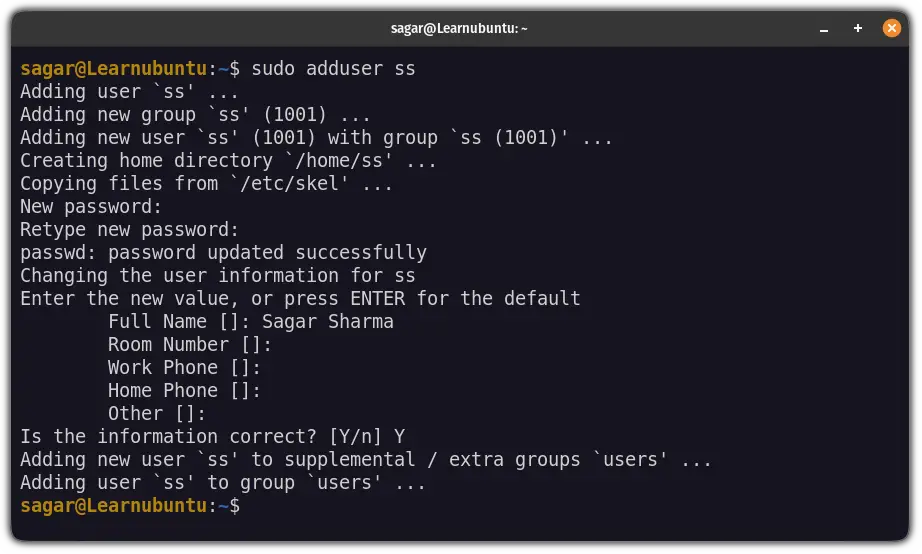 create a new user for FTP in Ubuntu