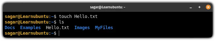 create an empty file using the touch command in Linux