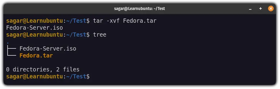 how to untar files in Ubuntu
