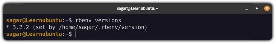 list installed version of ruby using rbenv in ubuntu