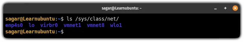 list network interfaces in Ubuntu