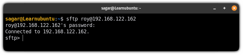 log in to the SFTP server in Ubuntu