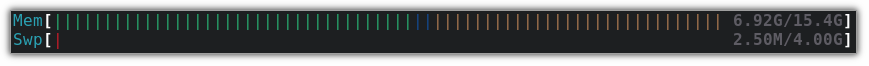 Meaning of different colors in memory bar of htop