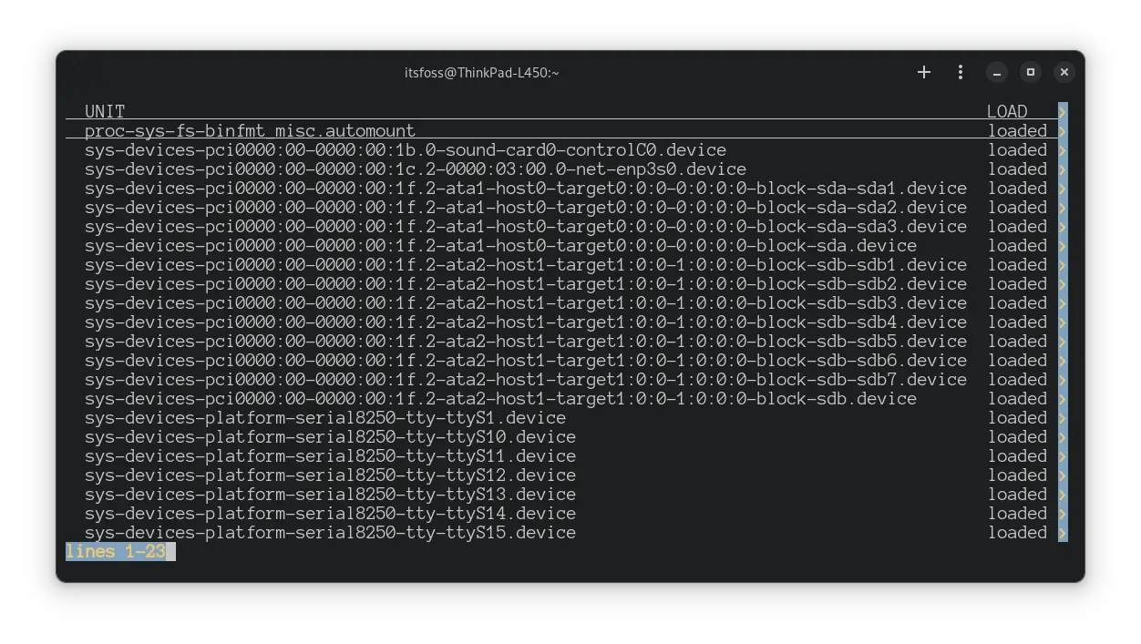 systemctl output (initial view)