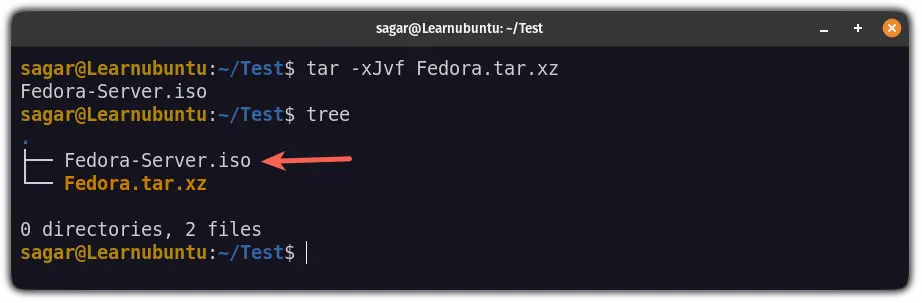 untar tar.xz files in Ubuntu