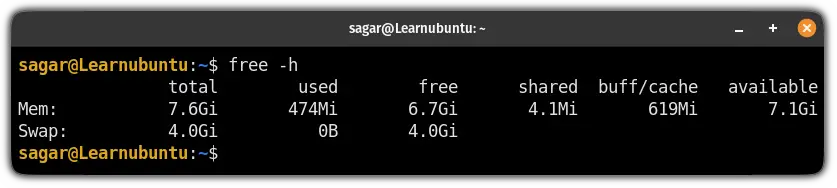 use free command to know the memory consumption in Ubuntu linux