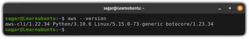 check installed version of aws cli in ubuntu