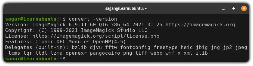 Check installed version of ImageMagick in Ubuntu