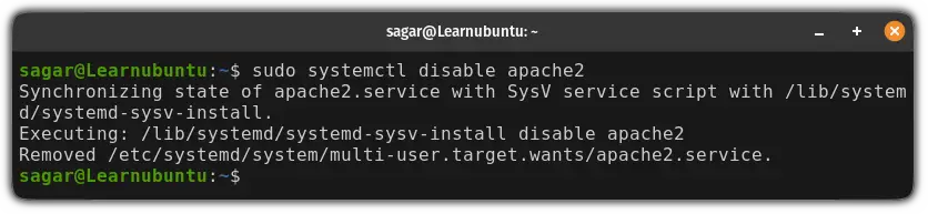 disable services using systemctl command
