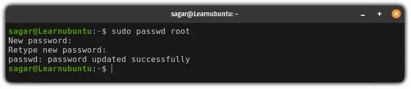 setup root password in Ubuntu