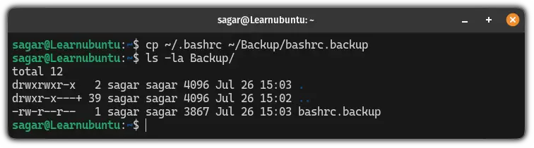 Create backup of config file
