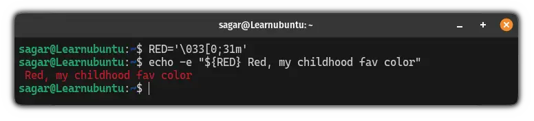 Get colored output with echo in Linux