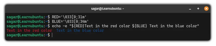 Use multiple colors in the echo command