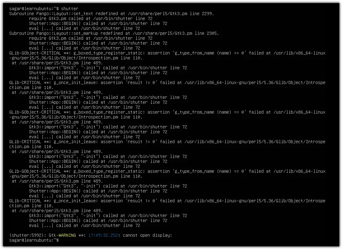 result of trying to run GTK software in Ubuntu server