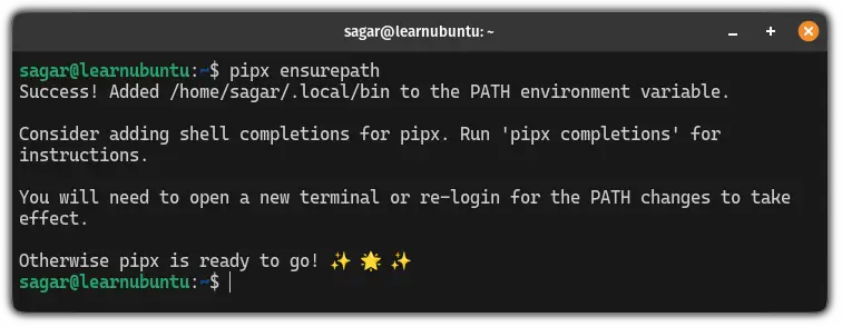 Add pipx to the $PATH in ubuntu to install Django in ubuntu