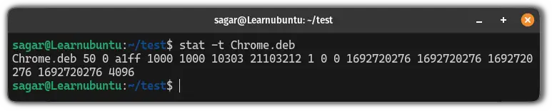 Get output in TERSE format using the stat command