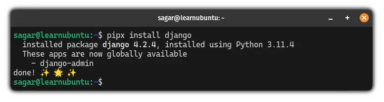 Install Django using pipx in Ubuntu