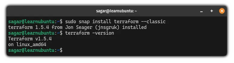 Install Terraform using snaps in Ubuntu