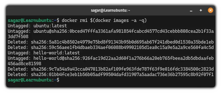 remove docker images from Ubuntu