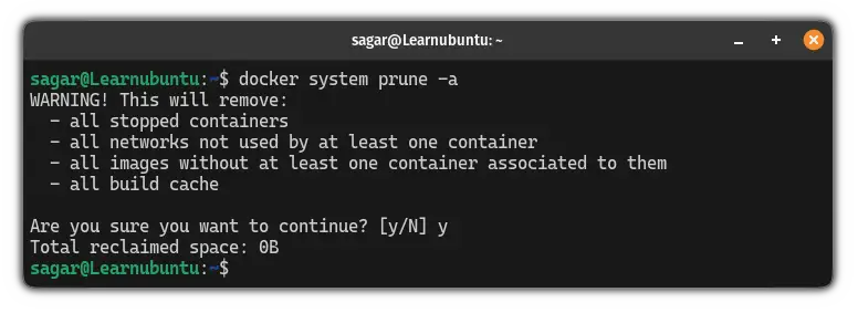 remove stopped docker containers, networks, images and cache from Docker in Ubuntu