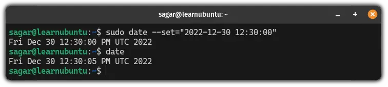 set date in Ubuntu using the date command