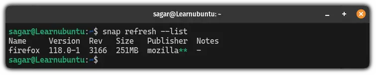 List outdated snap packages in Ubuntu