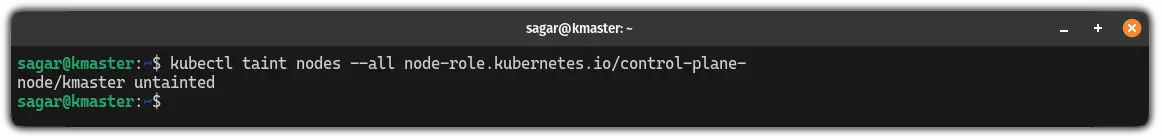 untaint kubernetes master cluster in Ubuntu