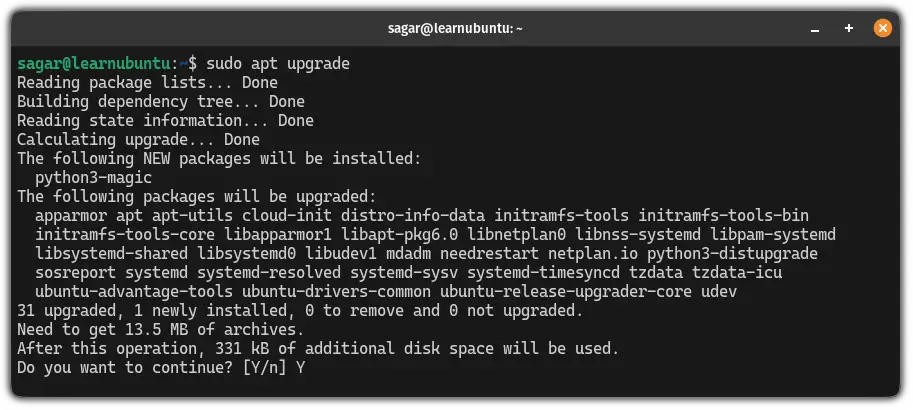 Upgrade all the packages at once in Ubuntu