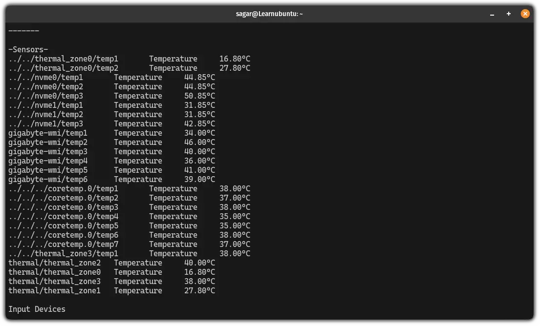 Check the CPU temprature in Ubuntu using the hardinfo utility