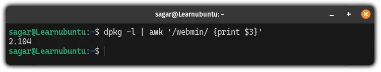 Check the installed version of Webmin in Ubuntu
