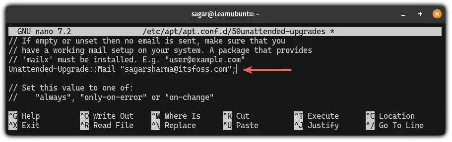 Get mails for auto updates in Ubuntu