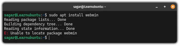 Unable to locate package webmin in Ubuntu