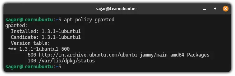 Check the installed version of Gparted on Ubuntu