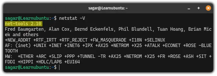 Check the installed version of Netstat command in Ubuntu