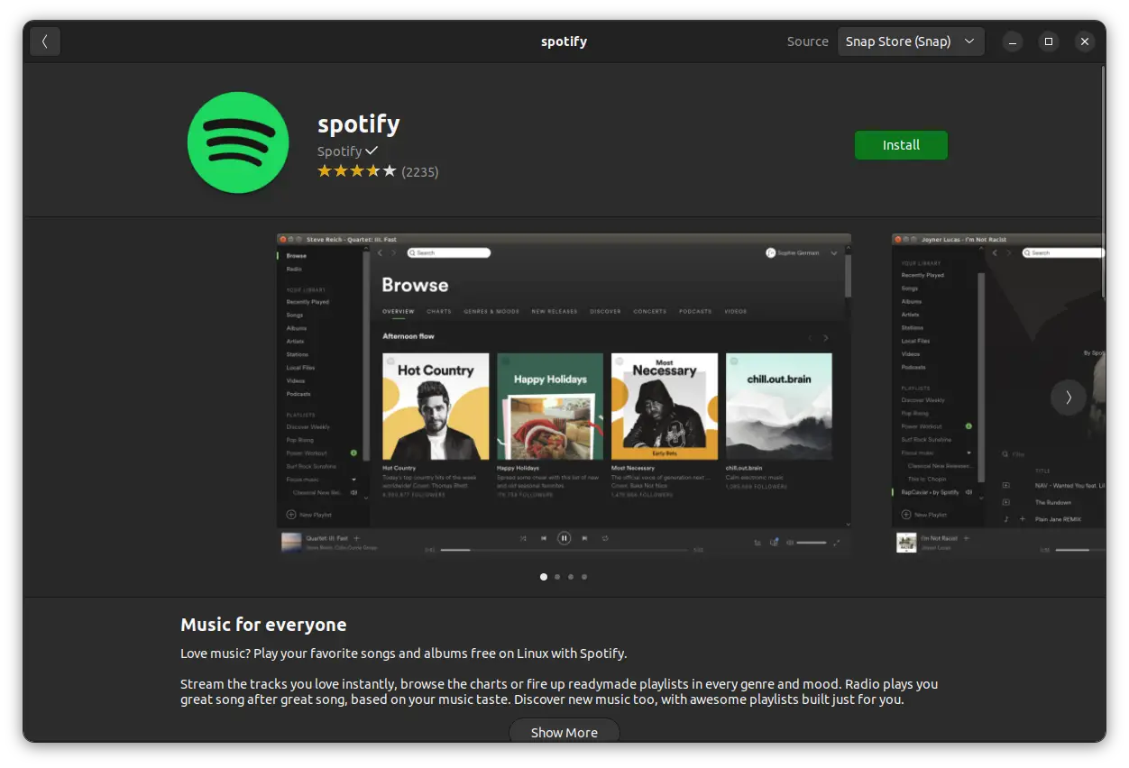 Install Spotify from Ubuntu software center