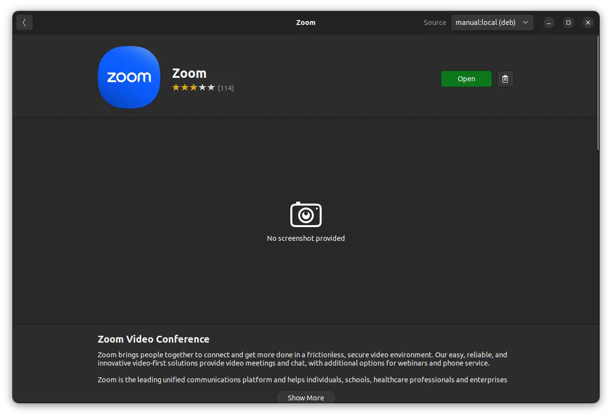 Zoom installed on Ubuntu