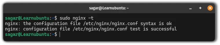 test nginx configuration file