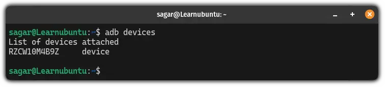 list connected devices in ADB ubuntu