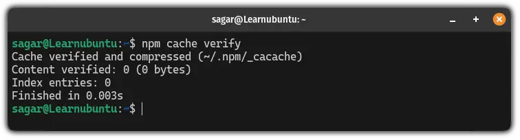 varify if the cache is the npm cache is cleared or not