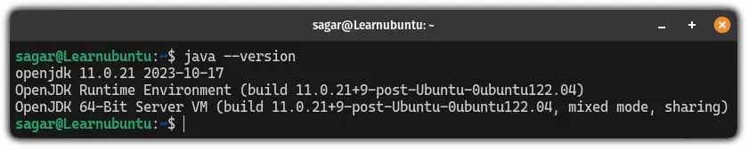 Check the JDK version in Ubuntu