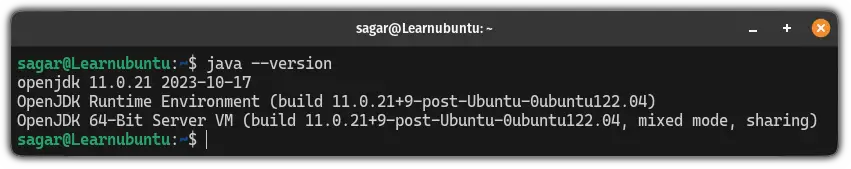 Check the java version in Ubuntu
