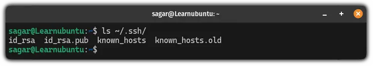 Use the ls command to find the SSH keys in ubuntu