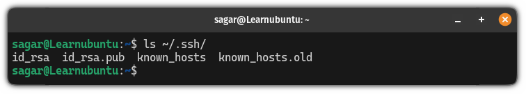 Use the ls command to find the SSH keys in ubuntu